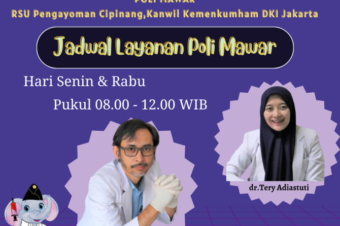 JADWAL LAYANAN POLI MAWAR RSU PENGAYOMAN CIPINANG,KANWIL KEMENKUMHAM DKI JAKARTA